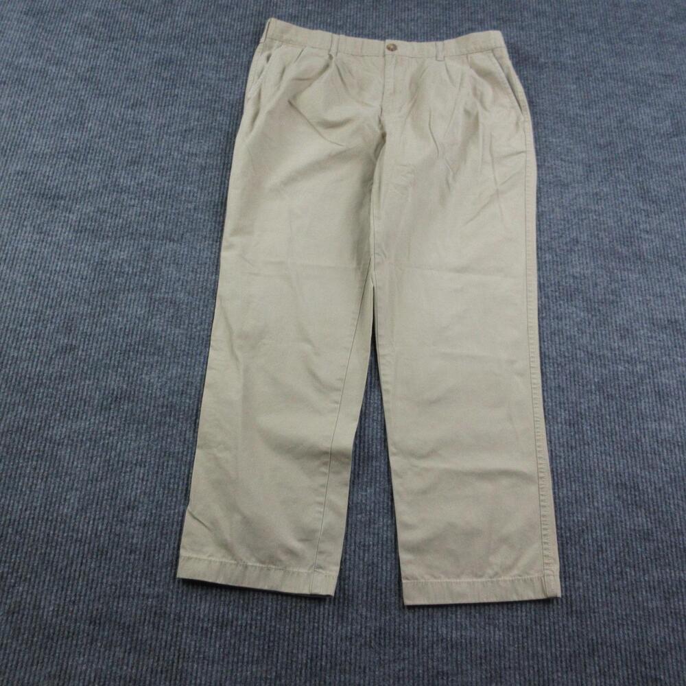 Tommy Hilfiger Pants Mens 38/32 Brown Chino Canvas Pleated Straight Fit 39x31*